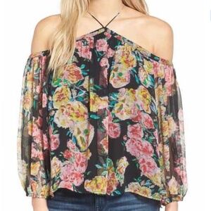 Ella Moss Silk Off Shoulder Floral Halter Top
